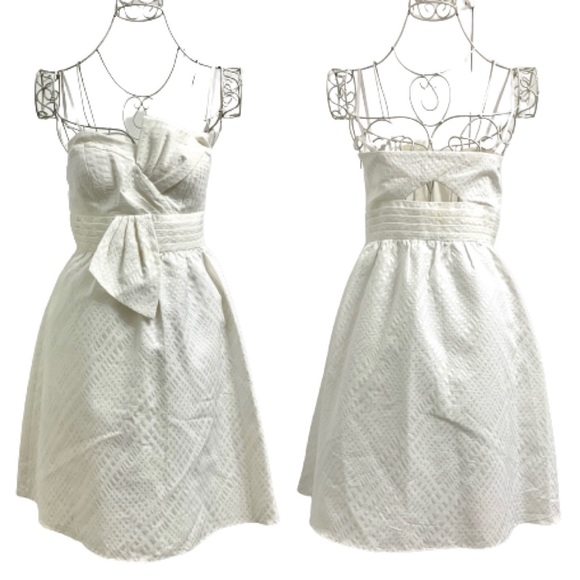Max And Cleo White strapless Bow A line dress Sz 2 - Picture 7 of 16